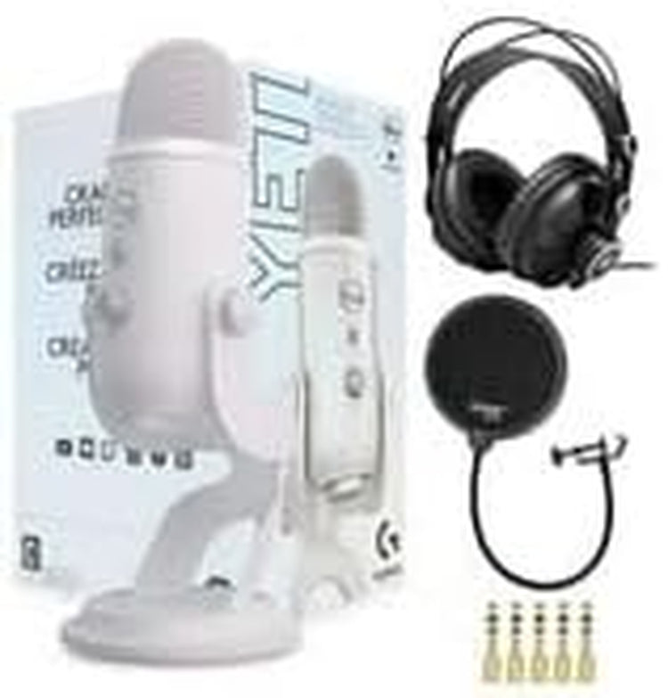 Yeti USB Microphone (Blackout) Bundle with Knox Gear Headphones and Pop Filter (3 Items)